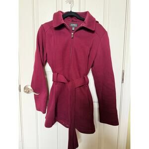 Jones New York Zip-Front Belted Jacket – Burgundy Wine – Women’s Medium